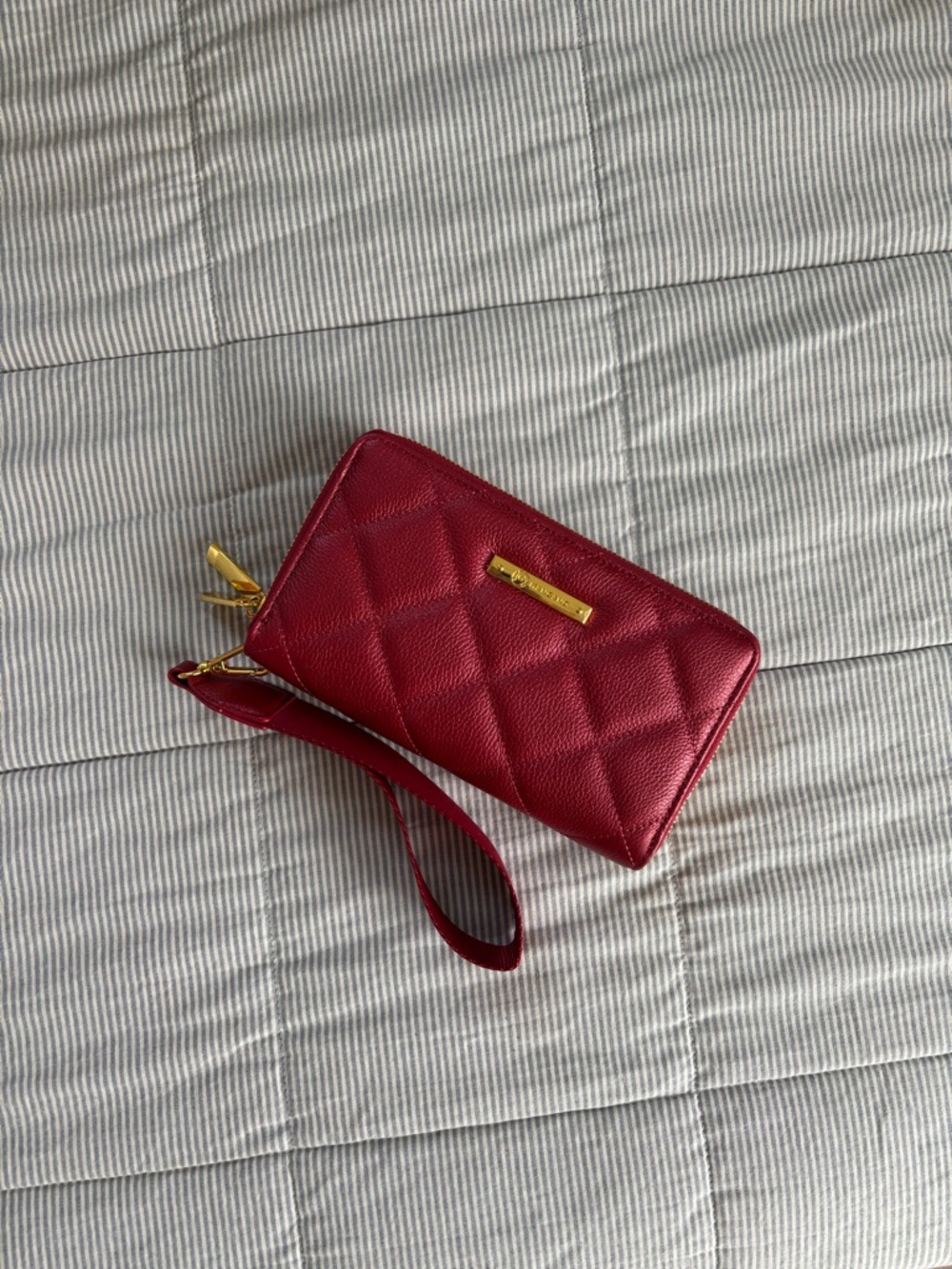 Joy Mangano Quilted Wristlet Wallet with Gold Hardware